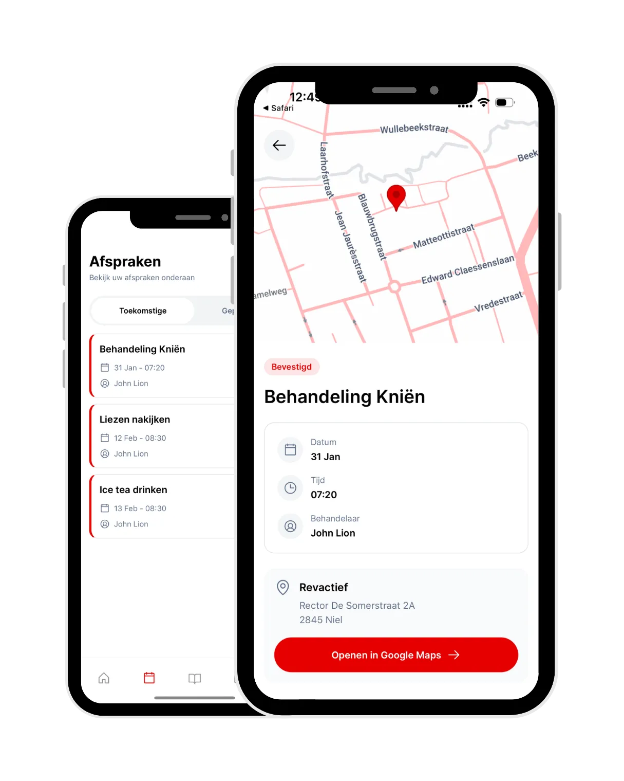 Afspraken zichtbaar in de app